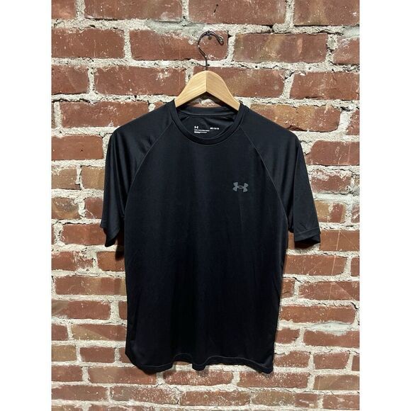 Under Armour Mens Black Short Sleeve Athletic Workout Shirt Size Medium - Picture 1 of 3